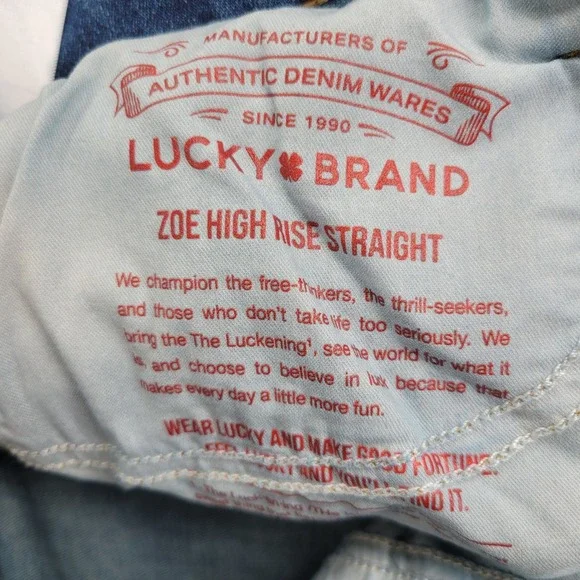 LUCKY BRAND Jeans Size 8/29 Long ZOE High Rise Straight Medium Wash Denim - Picture 8 of 15